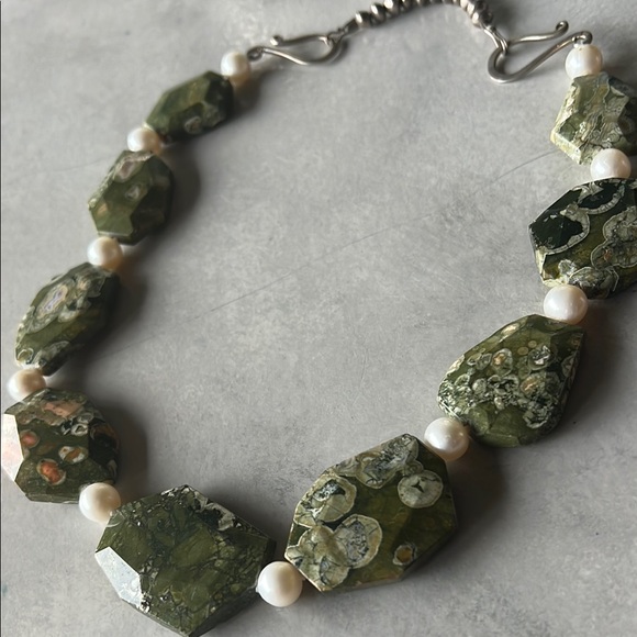 Becky Thatcher Ocean Jasper Stone & Pearl Necklace and Earring Set - Picture 3 of 6